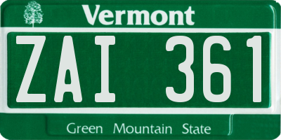 VT license plate ZAI361