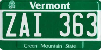VT license plate ZAI363