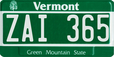 VT license plate ZAI365
