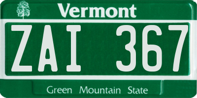 VT license plate ZAI367