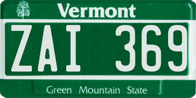 VT license plate ZAI369