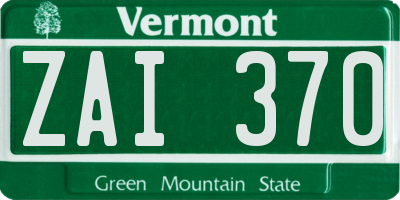 VT license plate ZAI370