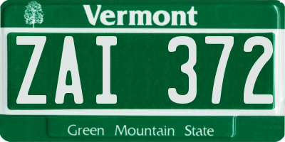VT license plate ZAI372