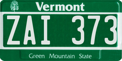 VT license plate ZAI373