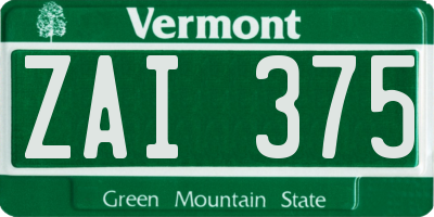 VT license plate ZAI375