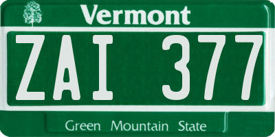 VT license plate ZAI377