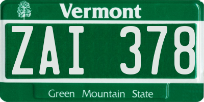 VT license plate ZAI378