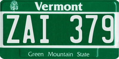 VT license plate ZAI379