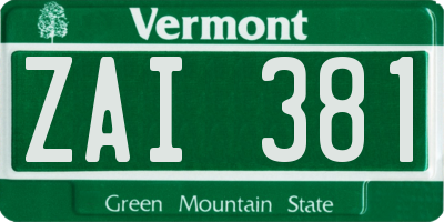 VT license plate ZAI381