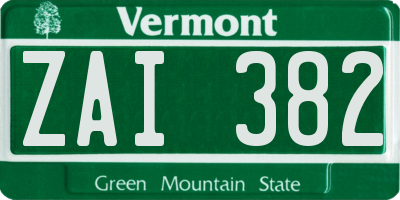 VT license plate ZAI382