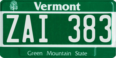 VT license plate ZAI383