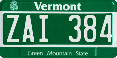 VT license plate ZAI384