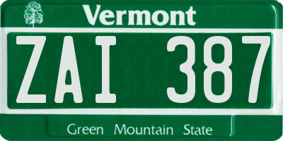 VT license plate ZAI387