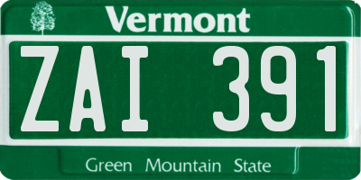 VT license plate ZAI391