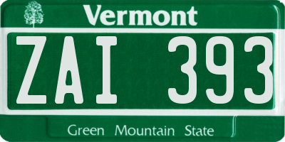 VT license plate ZAI393