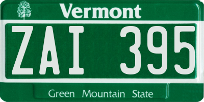 VT license plate ZAI395