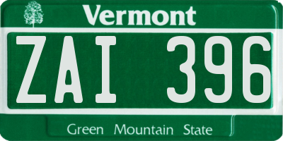 VT license plate ZAI396