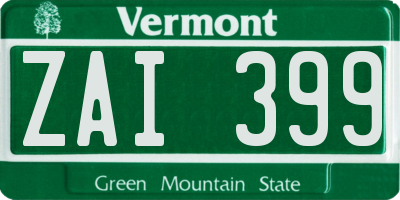 VT license plate ZAI399