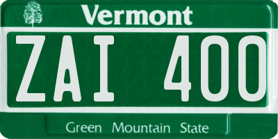 VT license plate ZAI400
