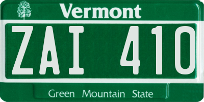 VT license plate ZAI410