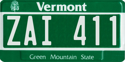 VT license plate ZAI411