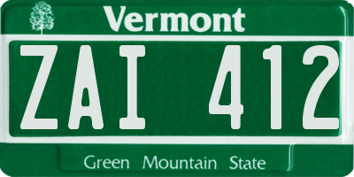 VT license plate ZAI412
