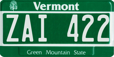 VT license plate ZAI422