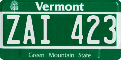 VT license plate ZAI423