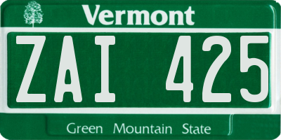 VT license plate ZAI425