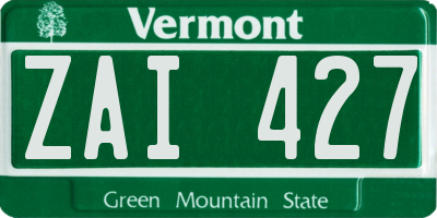 VT license plate ZAI427