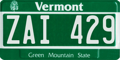 VT license plate ZAI429