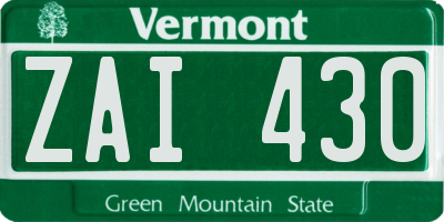 VT license plate ZAI430