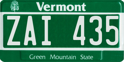 VT license plate ZAI435