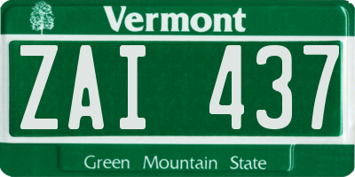 VT license plate ZAI437