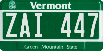 VT license plate ZAI447