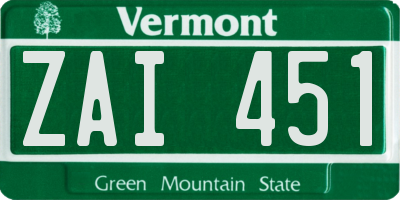 VT license plate ZAI451