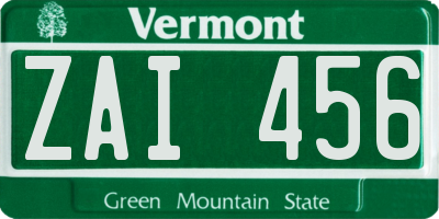 VT license plate ZAI456