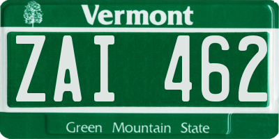 VT license plate ZAI462