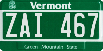 VT license plate ZAI467