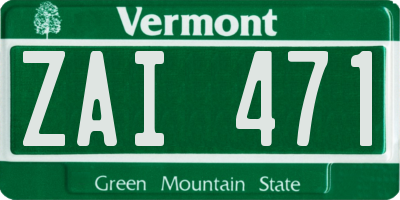 VT license plate ZAI471