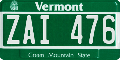 VT license plate ZAI476