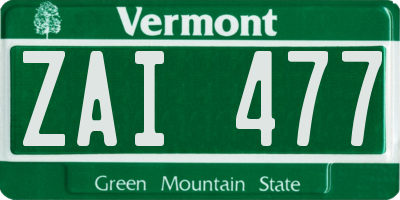 VT license plate ZAI477