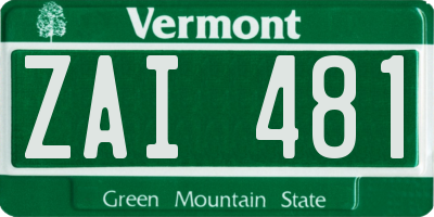 VT license plate ZAI481