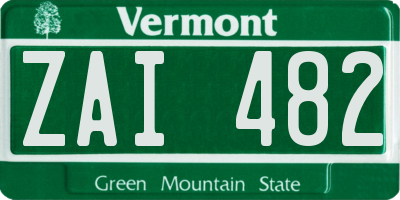 VT license plate ZAI482