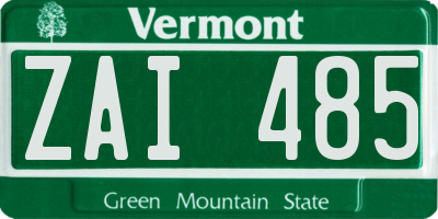 VT license plate ZAI485