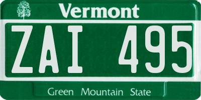 VT license plate ZAI495