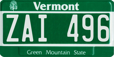 VT license plate ZAI496