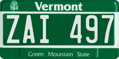 VT license plate ZAI497