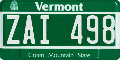 VT license plate ZAI498
