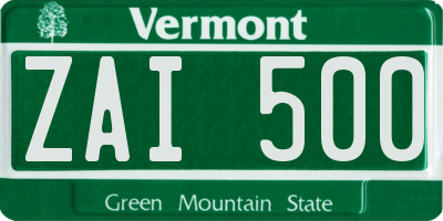 VT license plate ZAI500